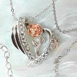NEW Angel Wings Sterling, Rosegold Diamond